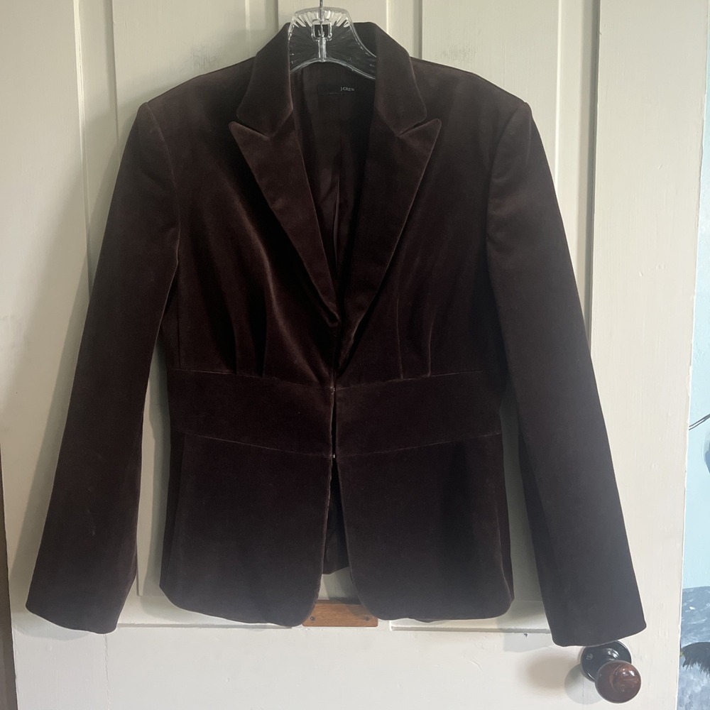 J.Crew Dark Brown Velvet Blazer Equestrian Prep Classic Fall Womens Size 2